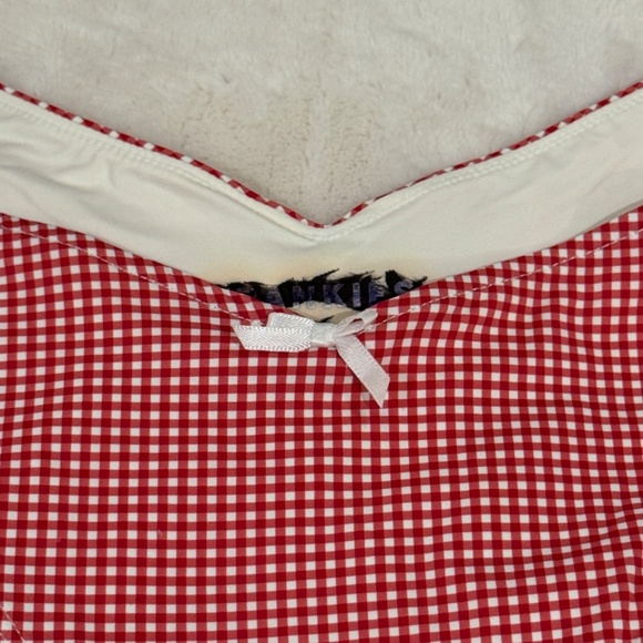 New! Frankies Bikinis Enzo Cheeky Bikini Bottom in Ladybug Gingham 31509 - Picture 6 of 13